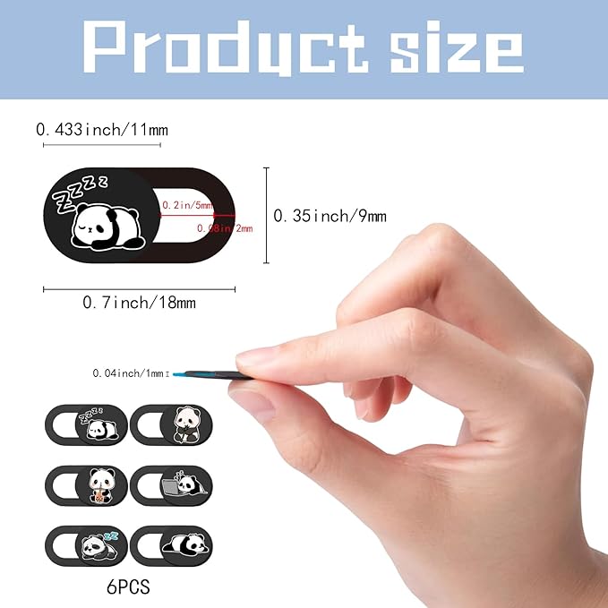 6Pcs Laptop Camera Covers Webcam Camera Cover Panda Pattern Privacy Security Guard Slide Phone Webcam Protector for Laptops Desktops Computers Smartphones Tablets Notebooks Mini PC Devices