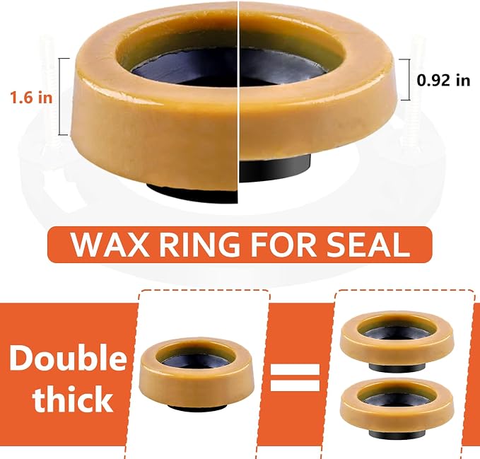 boeemi Toilet Flange Repair Kit with Extra Thick Wax Ring for Toilets Install or Leaking Toilet Wax Ring Replacement Kit Include Mounting Hardware Fits 3-inch or 4-inch Waste Lines