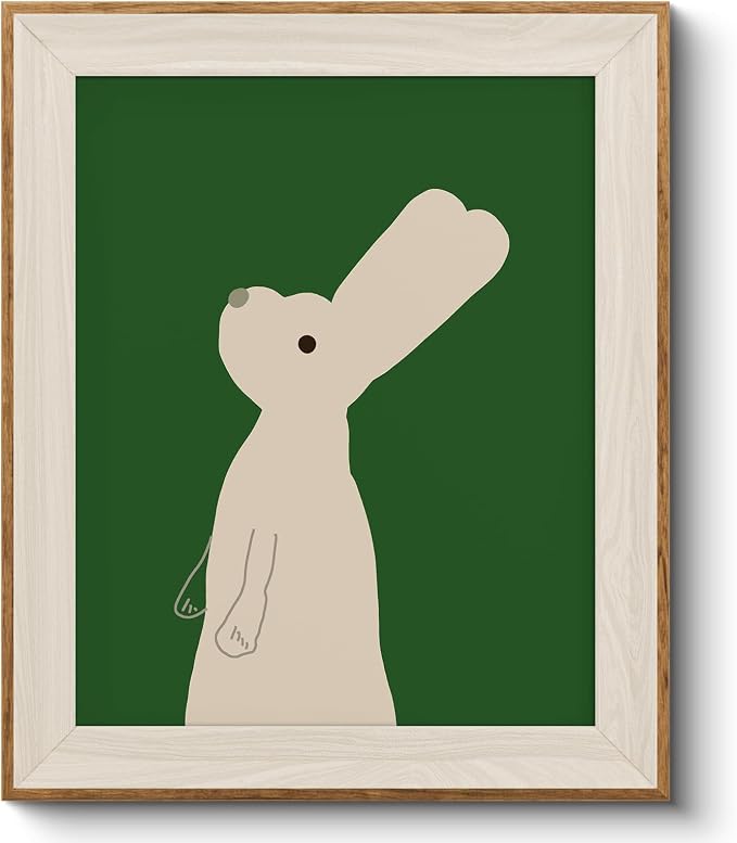 VIYYIEA Framed Wall Art for Living Room, Rabbit Canvas Prints, Easter Home Decor, Cartoon Painting Picture, Bathroom Wall Decor Gifts for Friends or Family - 12L x 10W