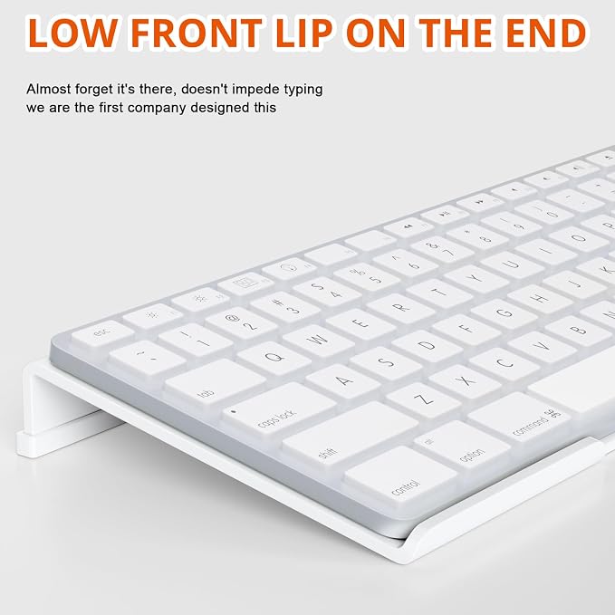 Richboom Acrylic Tilted Computer Keyboard Holder for Easy Ergonomic Typing, Keyboard Stand for Office Desk, Home, School, White