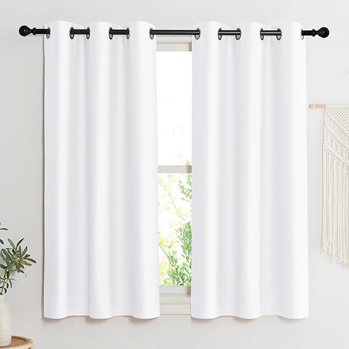 NICETOWN Room Darkening Window Treatment Curtain, Pure White, Single Panel, 42 by 54, Energy Smart Thermal Insulated Block Out Sunlight Shade & Blind for Bedroom with Grommet Ring Top
