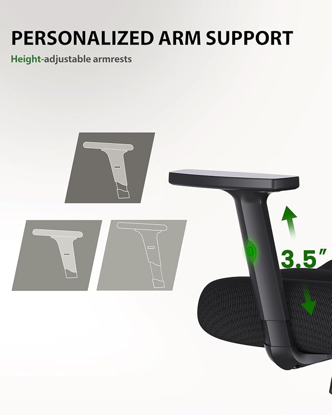 Marsail Ergonomic Office Chair Ergonomic Gaming Chair with Lumbar Support, 2D Headrest, Adjustable Armrests, Contoured Seat Cushion, Computer Desk Chair with Wheels for Home and Office, Pack of 3