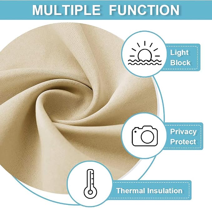 RYB HOME Room Divider Curtains Total Privacy Screen Thermal Insulated Soundproof Curtains Blinds for Living Room Bedroom Basement Large Window Covering, 1 Pc, Cream Beige, W 12.5ft x L 8ft