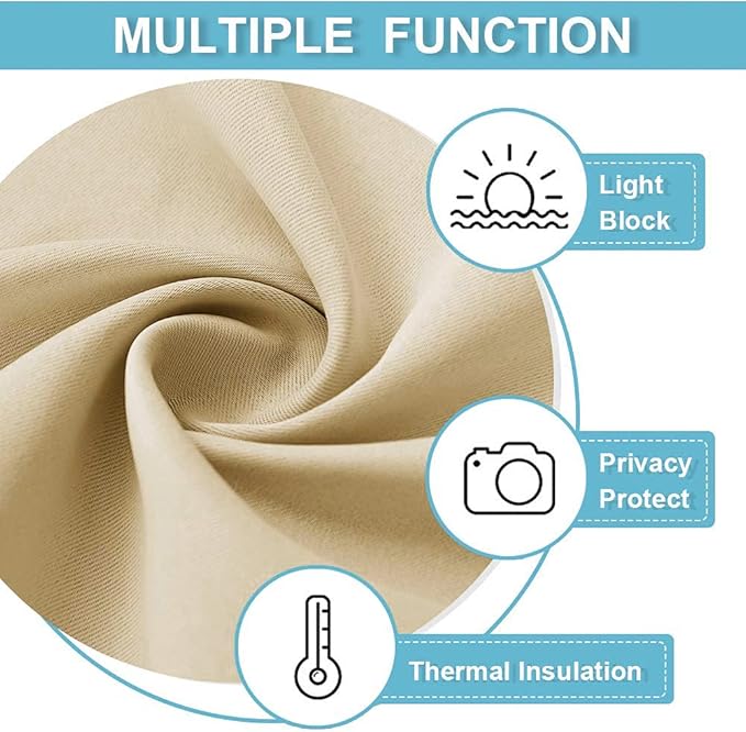 RYB HOME Room Divider Curtains Total Privacy Screen Thermal Insulated Soundproof Curtains Blinds for Living Room Bedroom Basement Large Window Covering, 1 Pc, Cream Beige, W 12.5ft x L 8ft