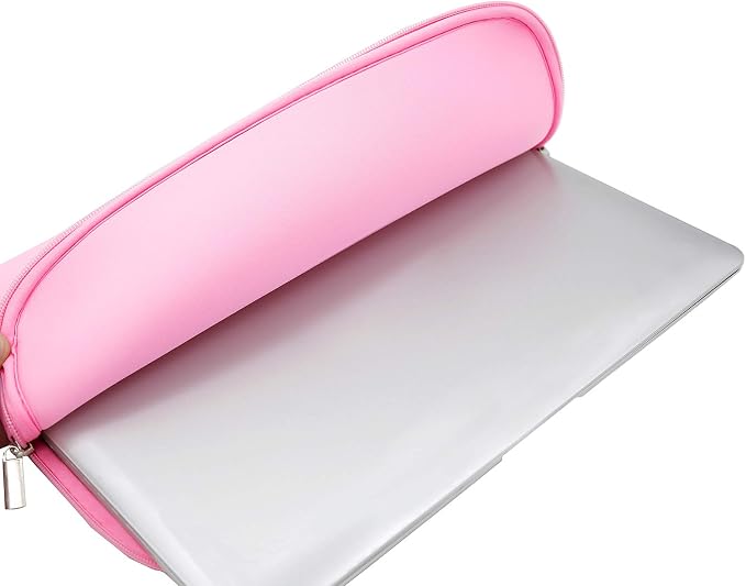 RAINYEAR Laptop Sleeve Case Compatible with 13.3 Inch Notebook Computer Tablet Chromebook 14" MacBook Pro/Max M1 M2 M3 M4 M5 Soft Cover Protective Case Zipper Carrying Bag (Pink)