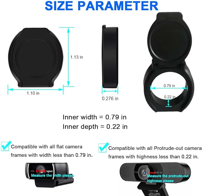 2 Pack Universal Webcam Cover, Desktop Computer External Webcam Lens Covers Shutter Cap Hood, Streaming Web Camera Privacy Cover Clip Compatible with Logitech HD Pro Webcams C270/C615/C920/C930e/C922X