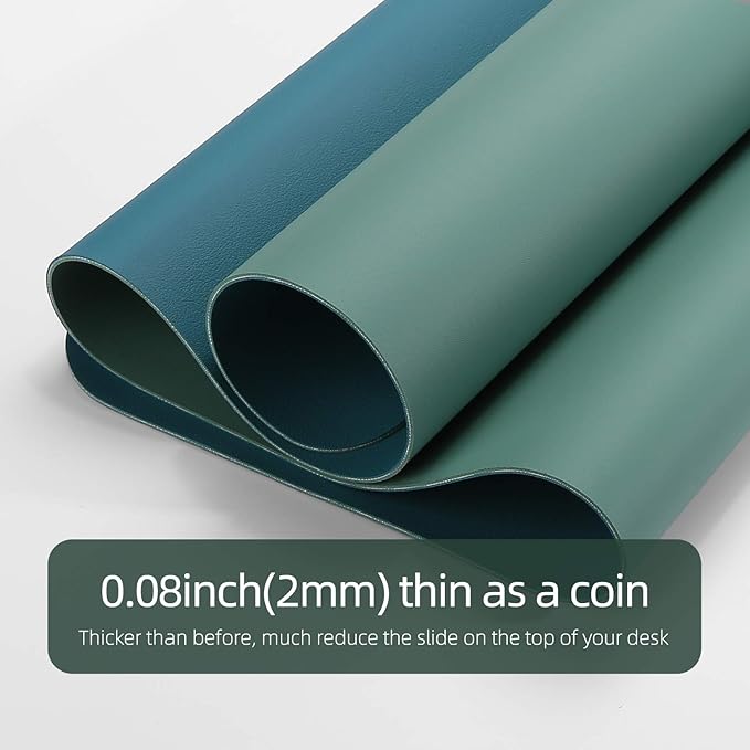 YSAGi Dual-Sided Desk Mat, 23.6" x 13.7" Waterproof PU Leather Desk Pad Protector for Keyboard and Mouse, Desk Writing Pad for Office and Home (Pistachio Green + Green Blue)