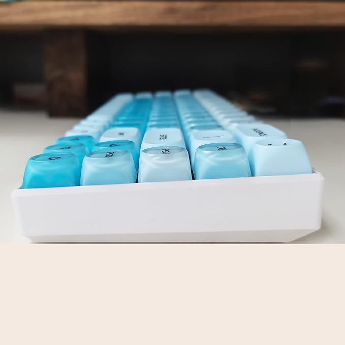 Guffercty kred Jelly Keycaps, 132pcs Cute PBT Keycaps HOA Low Profile Round Custom Keycaps for 60%/65%/75%/80%/96%/100% Mechanical Gaming Keyboards(Blue Sky)