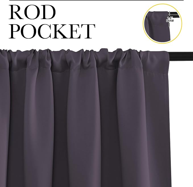 NICETOWN RV Bunk Curtains, Greyish Purple, 2 Panels, W42 x L30 -Inch, Kitchen Window Curtains Over Sink, Thermal Insulated Rod Pocket Blackout Blinds & Drapes for Small Windows