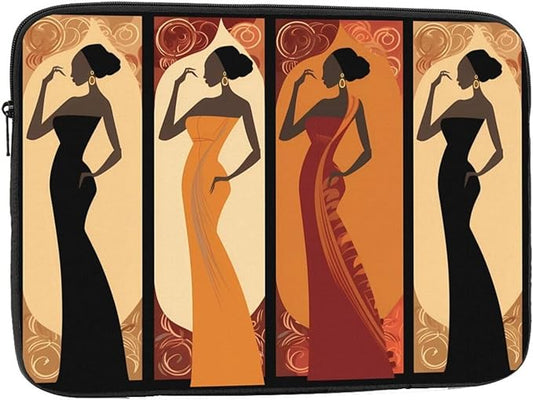African Black Women Laptop Sleeve 17 inch, Slim Laptop Bag Case with Zipper, Portable Tablet Computer Carrying Case for Men Women