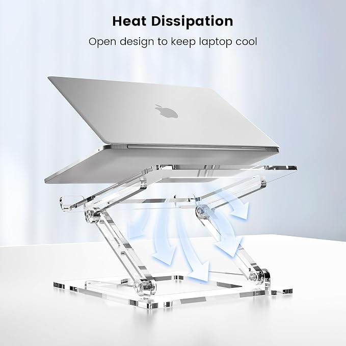 Laptop Stand for Desk, Portable Acrylic Laptop Riser, Ergonomic Adjustable Computer Stand Holder for Notebook MacBook Air Pro, Dell XPS, HP (10-17.3'')