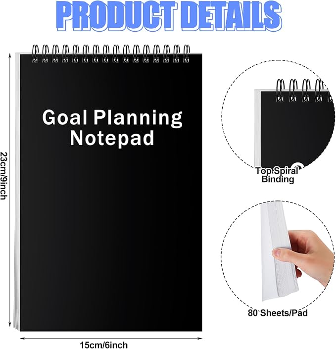 Resurhang 3 Pcs Goal Planning Notepad Goal Setting Journal Productivity Notepad Planner for Daily Work School Project Action Plan Task Management Personal Development Track