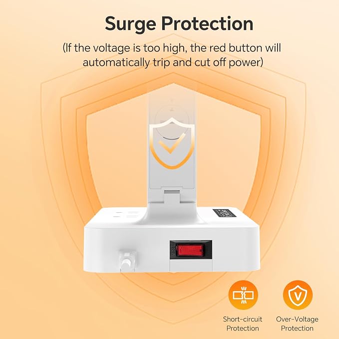 Desk Lamp with USB Charging Port: Table Lamp with Power Strip, Charging Station - 2 Outlets 1 USB-A Ports 1 Type-C Ports, Surge Protection, 5ft Extension Cord, 5 Color Modes 5 Brightness (White)