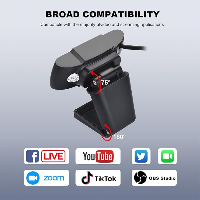 Auto Focus Full HD Webcam 1080P Auto-Light Balance- Pro Web Camera With Dual Digital Microphone USB Computer Webcam For PC Laptop Desktop MAC Video Calling Made For Meetings And Works For Streaming
