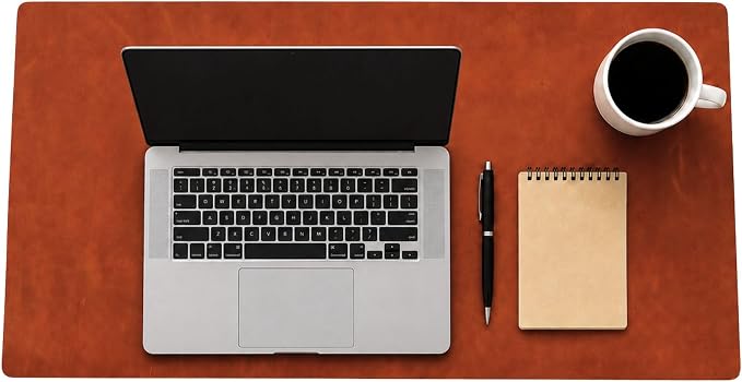 Genuine Leather Desk Pad, Office Desk Mat, Large Desk Blotter, Desk Protector, and Mouse Pad – 31.5" x 15.75" (1.8-2.0 mm) Whiskey, Waterproof, Premium Quality for Desk Surface Protection and Comfort