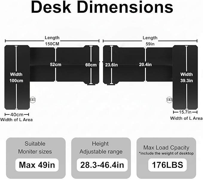 Acrolix L Shaped Electric Standing Desk - 59x40 Inch Reversible Corner Sit Stand Desk with Hook&Cup Holder,Electric Height Adjustable Table,for Home Office Gaming Computer Desk, Oak