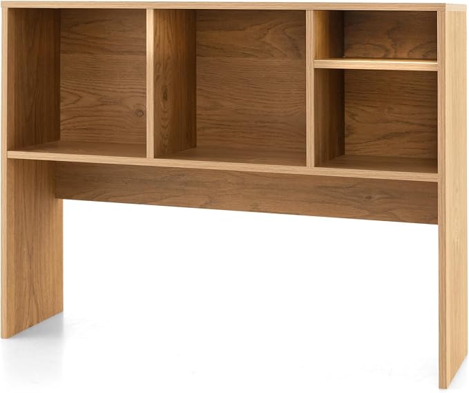 Tangkula Desktop Bookshelf, Countertop Storage Hutch with 4 Shelves for Computer Desk, Desktop 2-Tier Display Rack, Multipurpose Wood Desktop Hutch Storage Organizer for Dorm Office