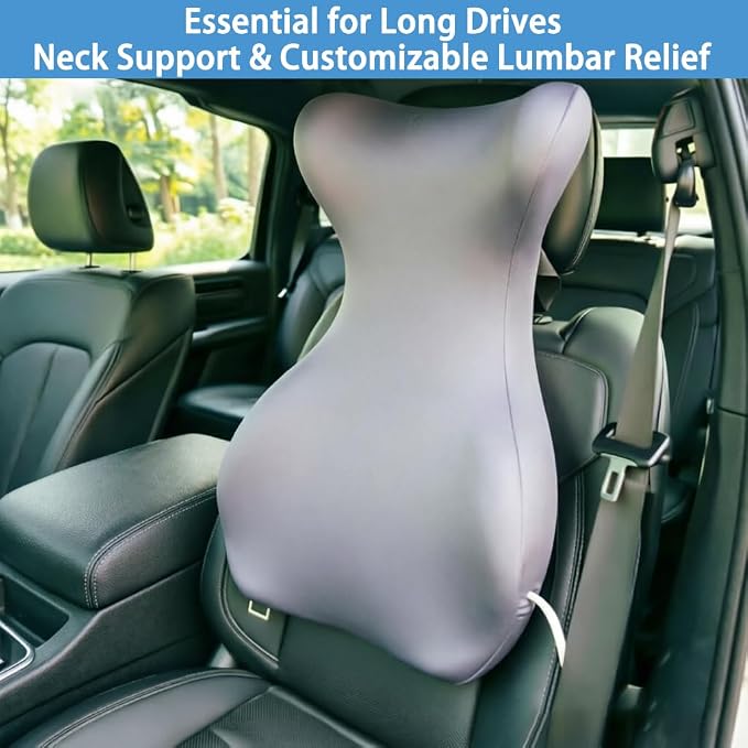 27.7'' Adjustable Airbag Full Back Lumbar Support Pillow, Back Pain Relief | High Memory Foam Lumbar Cushion for Office Chair Upper Lower Back Pain Relief, Improves Posture for Desk, Gaming Chair, Couch