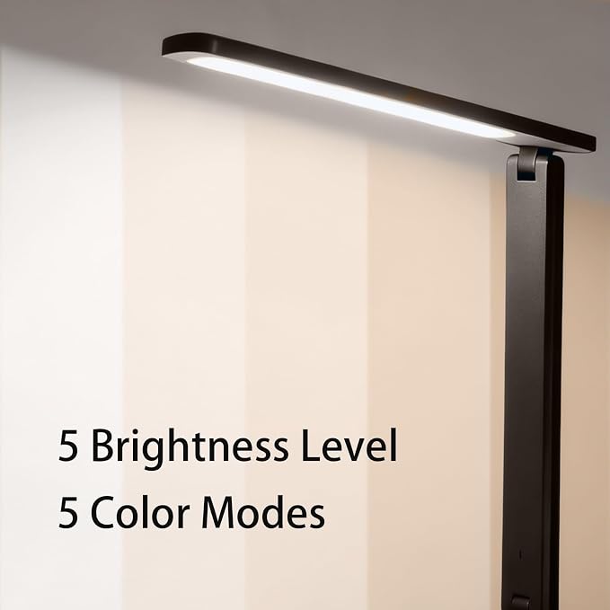 Desk lamp,LED Lamp with USB Charger Port,Touch Control,5 Color Modes,5 Brightness Levels,Eye-Protecting Table Lamp,Led Lights for Bedroom,Home,Office,Black