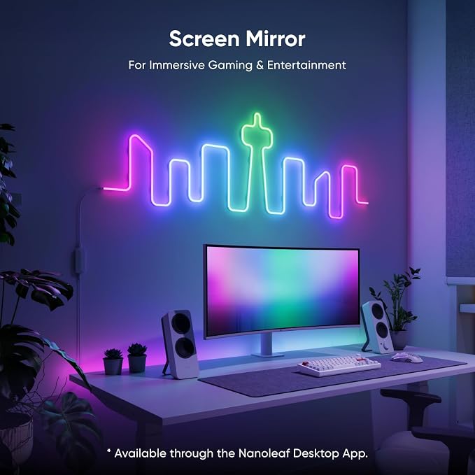 Nanoleaf Essentials LED Rope Light, Smart Neon Rope Light Works with Matter, Alexa, Apple & Google Home, DIY Lightstrip for Wall, Multicolor Lightstrips with Music Sync for Bedroom, 16.4ft