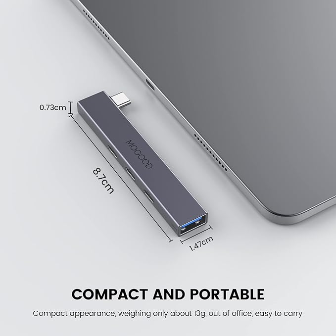 MOGOOD USB C Hub USB C Splitter for Laptop(Monitor NOT Supported),Type C Multiport Adapter with 60W Power Delivery for MacBook Quest3(Would't Charging Over 60W)