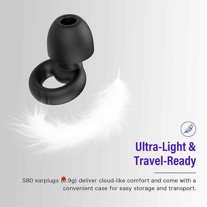 Ear Plugs for Sleeping Noise Cancelling, Reusable 35-46dB Noise Reduction Earplugs with 7 Silicone Ear Tips & Carry Case, Comfortable Hearing Protection for Sleep, Work, Study, Travel & Concerts Black