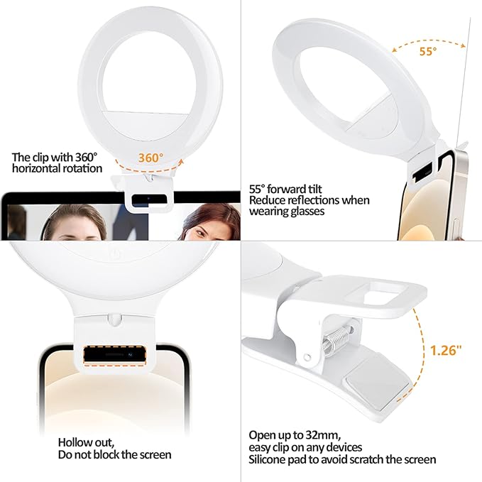 XINBAOHONG Video Conference Lighting Kit, Ring Light for Monitor Clip On Remote Working Distance Learning Zoom Call Lighting Self Broadcasting and Live Streaming Computer Laptop Video Conferencing