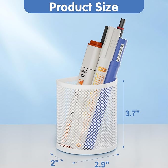 LUCYCAZ Magnetic Pencil Holder - Locker Accessories, 2 Pack Magnetic Pen Holder for Refrigerator for Home School and Office (White)