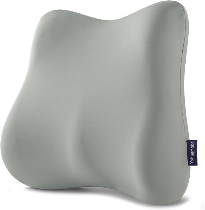 Lumbar Support Pillow for Office Chair Car Lumbar Pillow Lower Back Pain Relief Ergonomic Design Gray Memory Foam Chair Back Cushion Ideal for Home, Office, Gaming