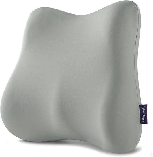 Lumbar Support Pillow for Office Chair Car Lumbar Pillow Lower Back Pain Relief Ergonomic Design Gray Memory Foam Chair Back Cushion Ideal for Home, Office, Gaming