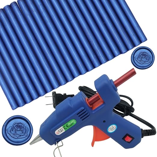 Wax Seal Kit, Atopbb 40Pcs Navy Blue Sealing Wax Sticks with Glue Gun Great for Wax Seal Stamp, Wax Seal Sticks Used for Wedding, Invitations and Gift Wrapping (40, Ocean Blue)