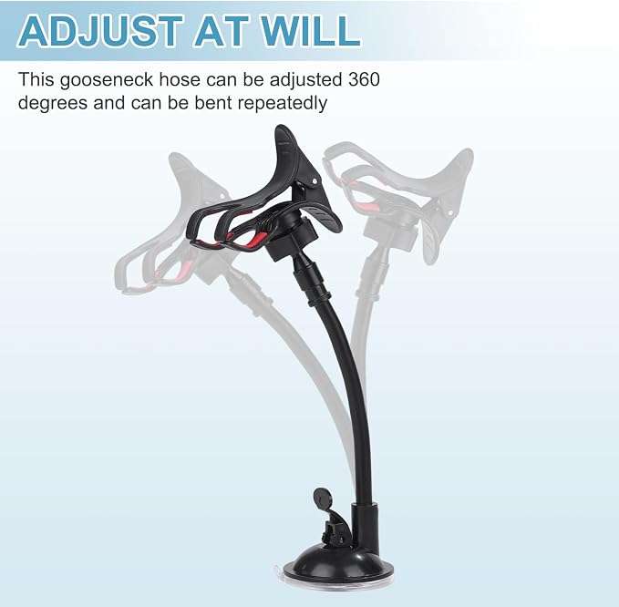 PATIKIL 6" Gooseneck, 2Pcs 1/4"-20 Female to Male Thread Metal Universal Hose Flexible Arm Gooseneck Tube Extension Holder for Action Camera, Phone, Microphone, Black