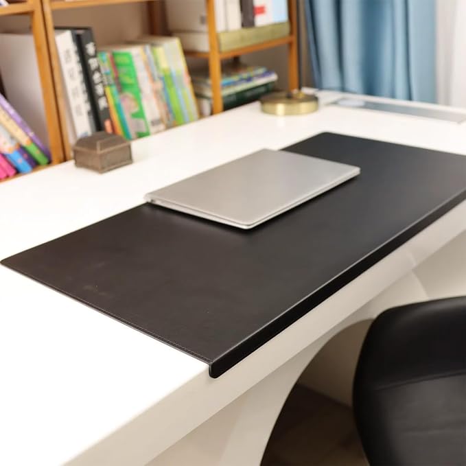 Leather Desk Mat with Stitched Edges & Edge Protection, Non-Slip Large Office Desk Mouse Pad for Work Game Typing, Waterproof Writing Table Extended Protector (Black,27.6"x15.7")