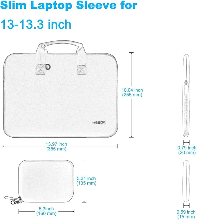 Hseok Laptop Sleeve 13.3-14 inch Case with Small Pouch, Neoprene Computer Bag Compatible with MacBook Neo/Pro 14 M5/M4/M3/M2/M1, Mac Air/Pro 13.3, XPS 14 and Most 13-14 inch Notebooks,D02E01