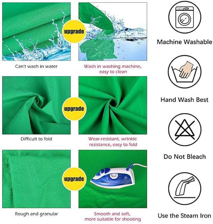 Green Screen Backdrop 6.5 x 10 Ft, Greenscreen Background Green Photo Backdrop Curtain Thick Polyester Fabric Photography Green Sheet for Streaming Photoshoot Video Party Decor