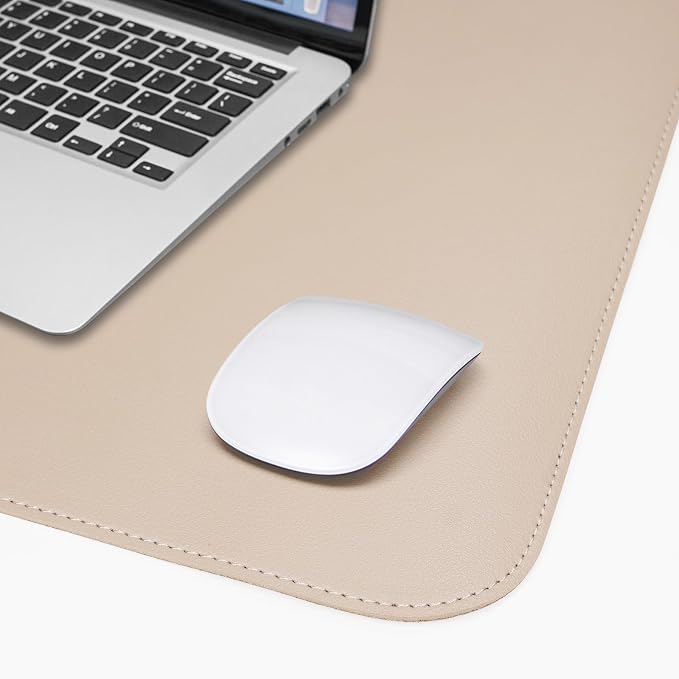 AFIING Cork Desk Mat 47" x 23.6", Dual-Sided Natural Cork & PU Leather Desk Pad, Non-Slip Waterproof Large Mouse Pad for Office, Home & Gaming, Beige