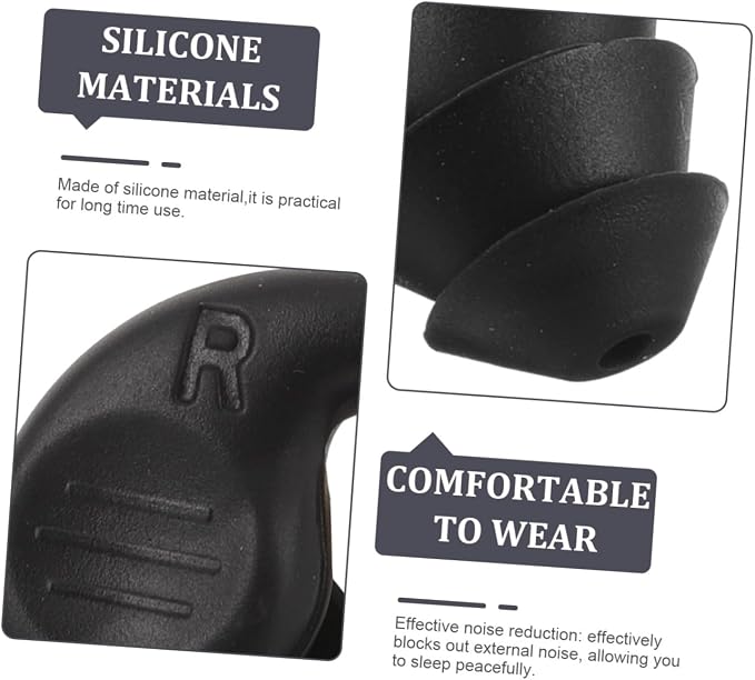 Reusable Silicone Anti-Noise with Storage Case, Noise Reducing, Studying, and Industrial Use, 1 Pair Black for Sound Blocking and Hearing Protection Style