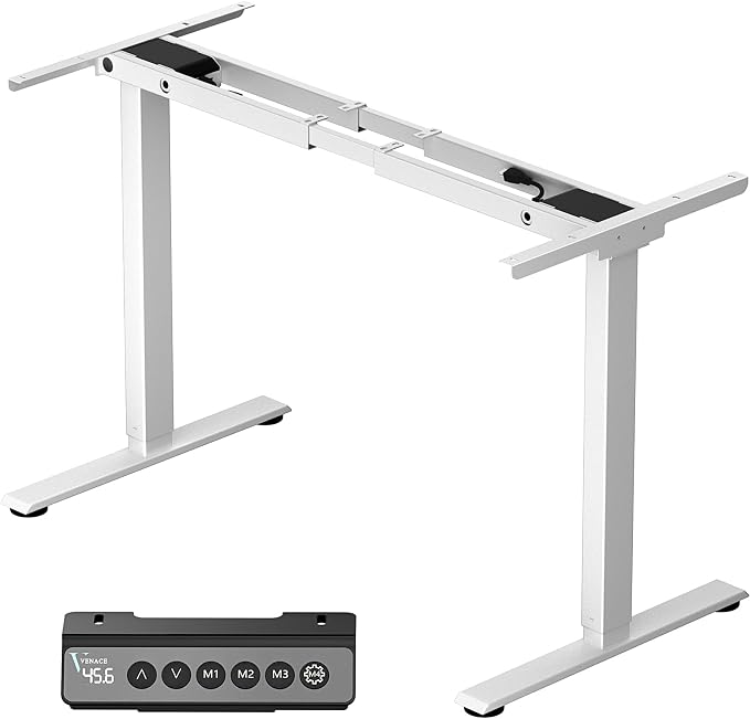 Dual Motor Electric Standing Desk Legs Only, 198lb Load Capacity, Height Adjustable from 27.5" to 46.5", Standing Desk Frame, Sit Stand Desk Base with 4 Memory Presets (White)
