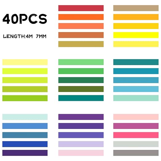 Ieebee AOAPMN 40 Rolls Washi Tape Set, Decorative Masking DIY Tapes for Children and Gifts Warpping (Mix)