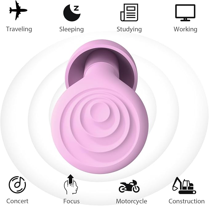 Ergonomic Design Soft Silicone Ear Plugs for Noise Cancellation and Focuses Enhancement in Offices Study or Travel 1 Pair Silicone Earplugs for Sleep