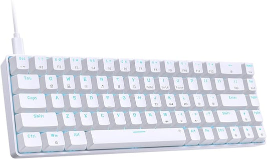 DIERYA T68SE 60% Gaming Mechanical Keyboard,Ultra Compact Mini 68 Key with Brown Switch Wired Keyboard,Anti-Ghosting Keys, for Windows Laptops and PC Gamers,White