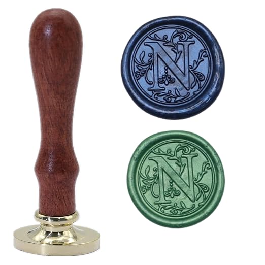 Initial Alphabet Wax Seal Stamp Kit, Retro Letter N Sealing Stamp with 150Pcs Sealing Wax Beads Spoon Pen Set for Wedding Invitations Cards Envelopes (N)