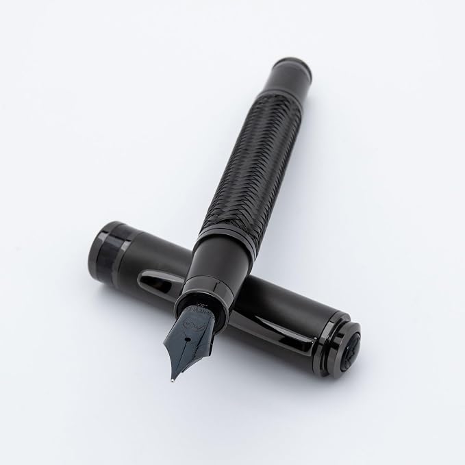 Monteverde Innova Formula M Fountain Pen, Black - Fine Nib, Luxury Pen with PVD Coating, Refillable, JoWo Stainless Steel Nib, Premium Gift Box