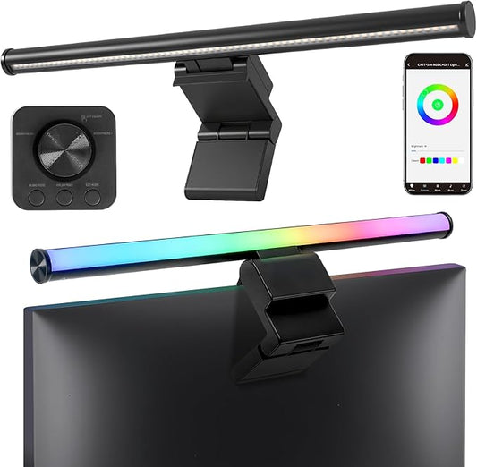 Hive Vibes 17" Monitor Light Bar with RGB Backlight, Wireless Remote and App Control, Stepless Dimming, Eye Care, Multiple Color Modes, Anti-Glare Desk Lamp for Home and Office