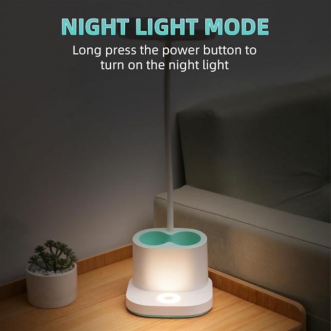 LED Desk Lamp for Home Office Bedroom, Dimmable Reading Light | Touch Dimmable Small Table Lights with USB Charging Port, Eye-Caring, Flexible Gooseneck, Room College Dorm Essentials