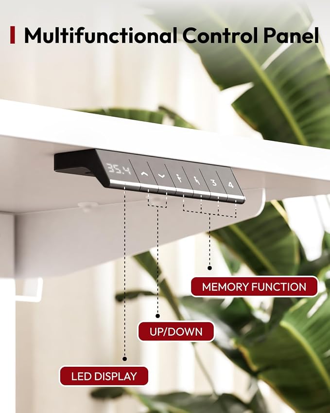 SANODESK Height Adjustable Electric Standing Desk 48x24 Inches, Sit Stand Desk with Splice Board for Home Office, Ergonomic Computer Workstation, Study & Gaming, White Frame/White Top