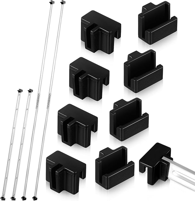 12 Pcs Metal Adjustable File Cabinet Rails Set Include 8 Hanging File Rail Clips 4 Cabinet Dividers Bars Suitable for Cabinets with Drawer Thickness Less Than 1/8 Inch (Silver,25 Inch-46 Inch)