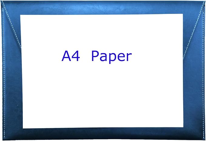 PU Leather A4 File Folder Large Document Holder Waterproof Envelope Folder Case with Handmade Closure (Blue)