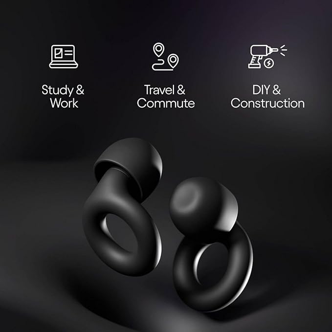 Quiet Ear Plugs for Sleep,28db Noise Reducing Silicone Earplugs – Reusable Comfort Fit Hearing Protection for Sleeping, Focus, Travel & Relaxation – Soft, Washable (Black, One Size)