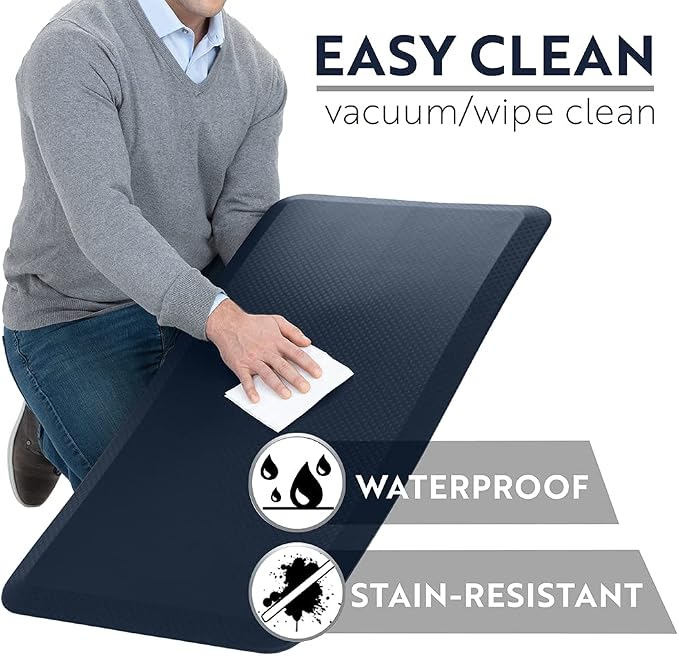 KANGAROO Anti Fatigue Mats for Kitchen Floor, 70x24, Reduce Foot, Knee, Back Pressure, 3/4 Inch Thick Cushioned Ergonomic Mat, Waterproof Comfort Rug for Under Sinks, Standing Desk, Store Floors, Navy